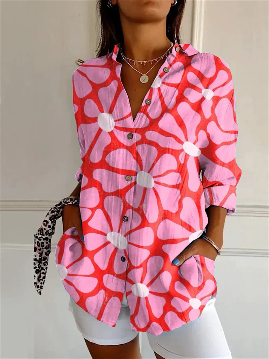 Camisa Feminina de Manga Estampa Digital 3D  Tamanho Grande - Eleonora