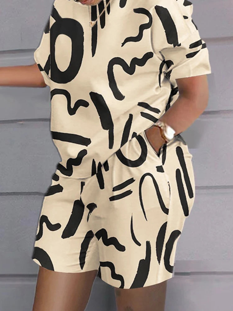 Conjunto Feminino Blusa Short Estampa Digital Tamanho ate 3XG - Plus Size - Clarissa