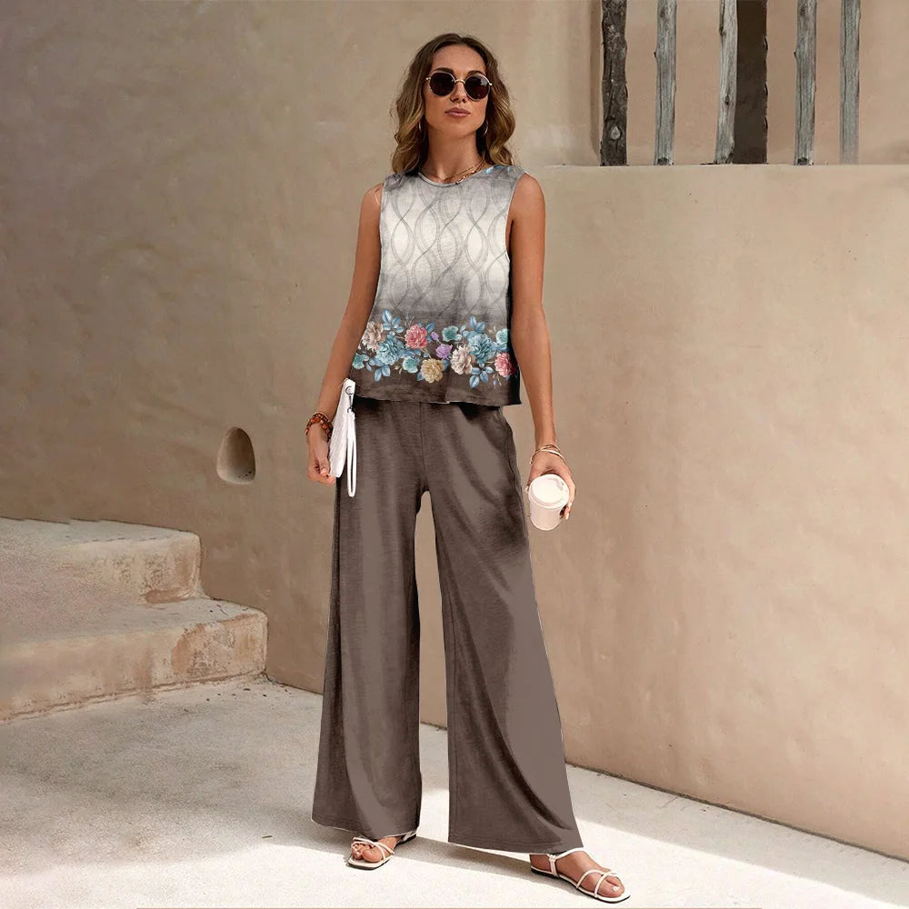 Conjunto Feminino Blusa e Calça Estampa Digital - Leticia