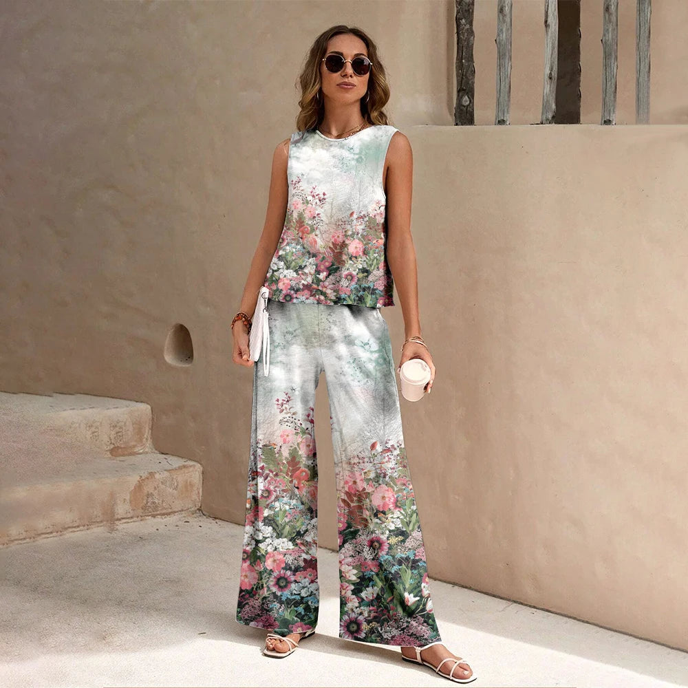 Conjunto Feminino Blusa e Calça Estampa Digital - Leticia