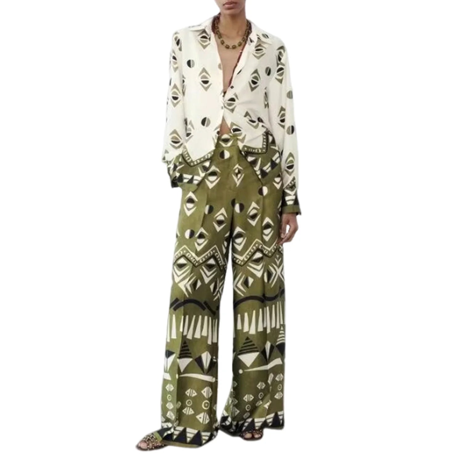 conjunto feminino calça e blusa estampa digital