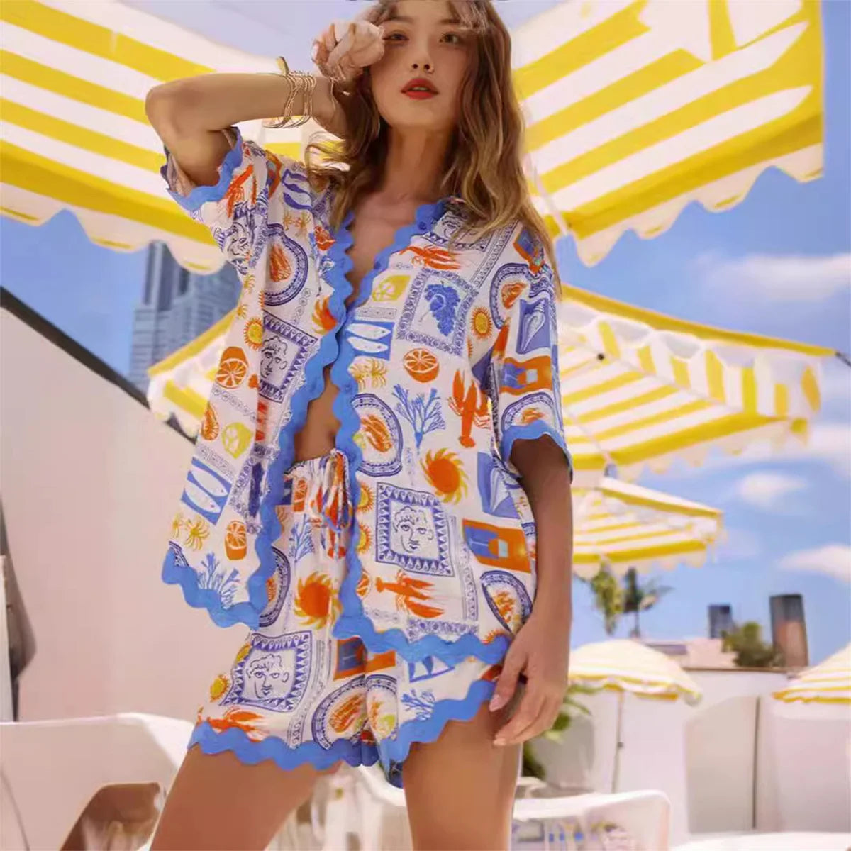 conjunto feminino estampa digital frente