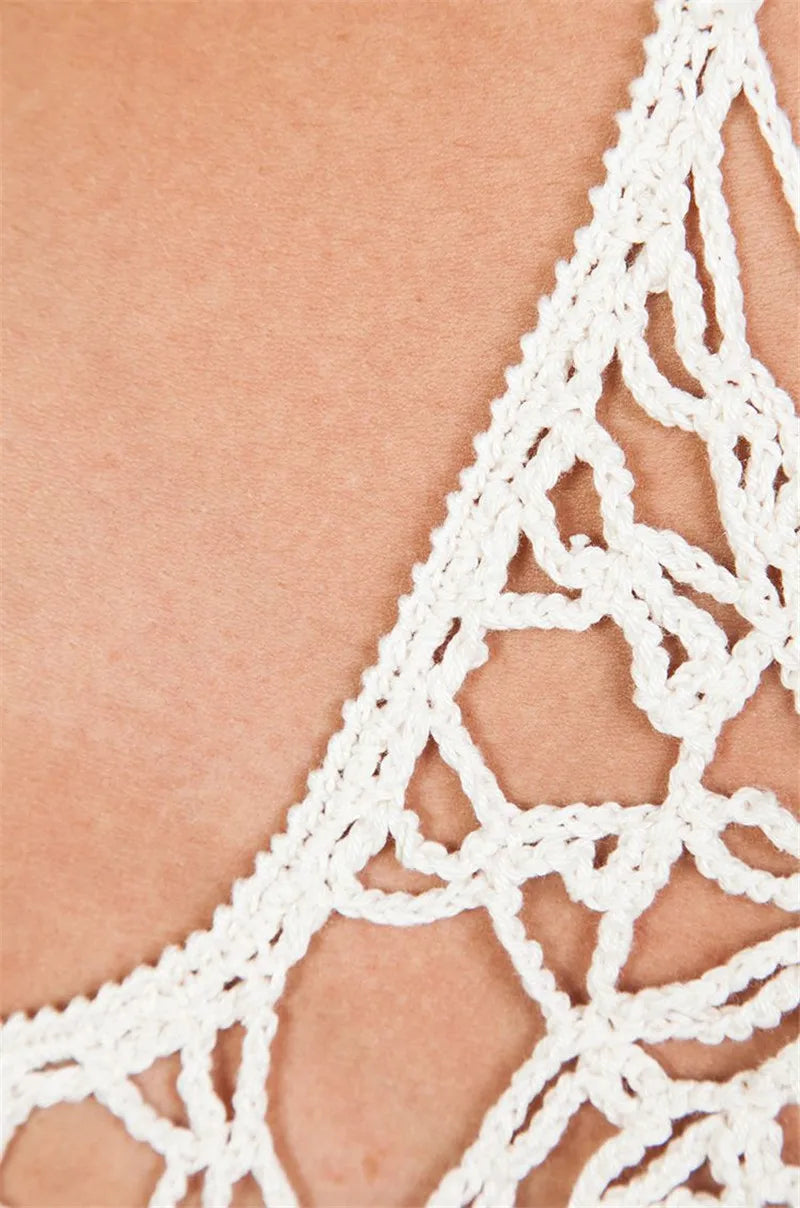 100% algodão crochê biquíni uma peça maiô sexy verão halter bandagem bodysuits monokini beach wear maiô