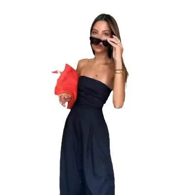 Western Style New Fashion Sexy Tube Top One-Piece Wide Leg Pants Jumpsuit Sexy Slim Fit Jumpsuit