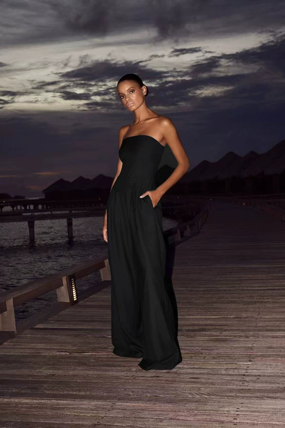 Western Style New Fashion Sexy Tube Top One-Piece Wide Leg Pants Jumpsuit Sexy Slim Fit Jumpsuit