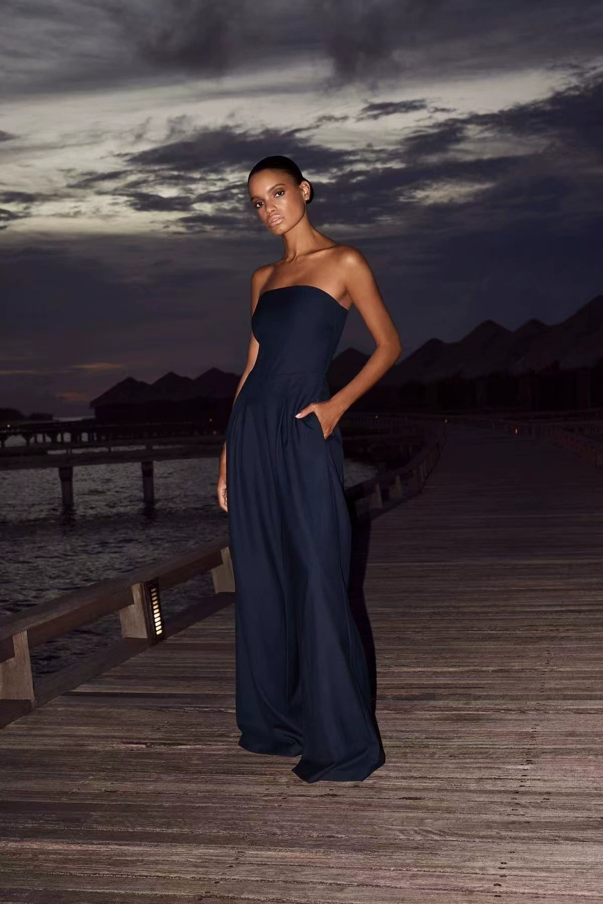 Western Style New Fashion Sexy Tube Top One-Piece Wide Leg Pants Jumpsuit Sexy Slim Fit Jumpsuit