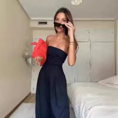 Western Style New Fashion Sexy Tube Top One-Piece Wide Leg Pants Jumpsuit Sexy Slim Fit Jumpsuit
