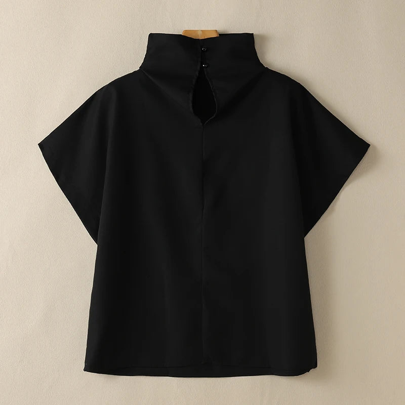 ZANZEA Women Stylish Turtleneck Cap Sleeve Blouses 2025 Summer Streetwear Loose Casual Blusas Mujer Trendy Solid Color Chic Tops