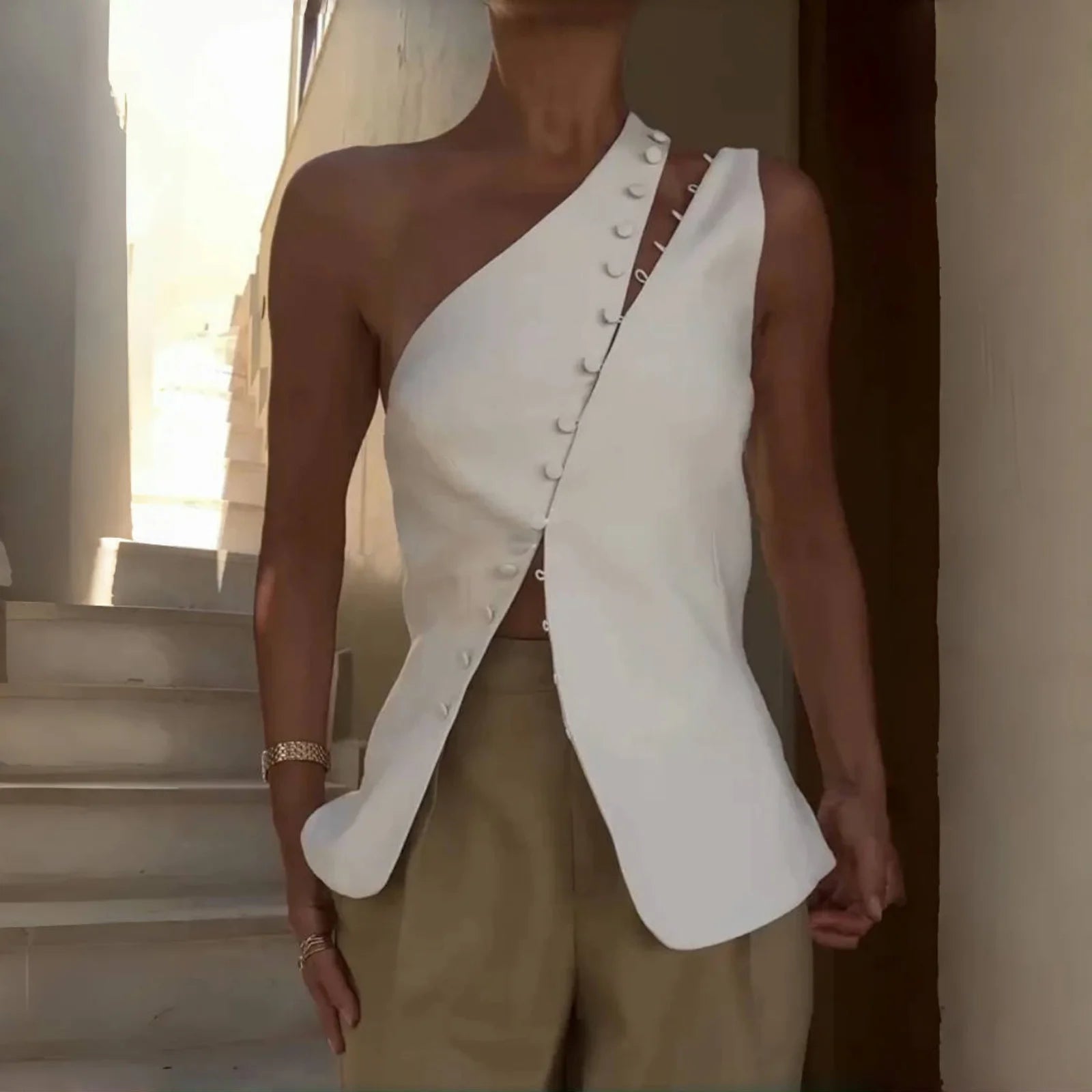 WhereMery Sexy Off Shoulder Hollow Out Top Vintage Sleeveless Solid Backless Vest Summer Daily Street Party Spice Girls Camisole