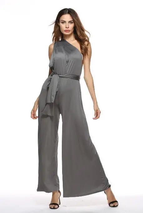 Women Jumpsuits Overalls Sleeveless V Nec Solid Color Wide Leg Pants Office Lady Casual Flat Slim Fit Sexy Backless 2023