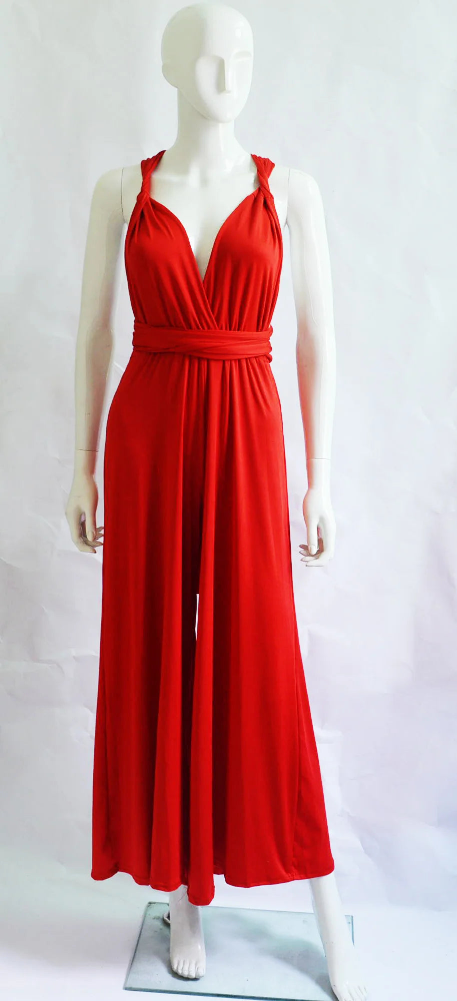 Women Jumpsuits Overalls Sleeveless V Nec Solid Color Wide Leg Pants Office Lady Casual Flat Slim Fit Sexy Backless 2023