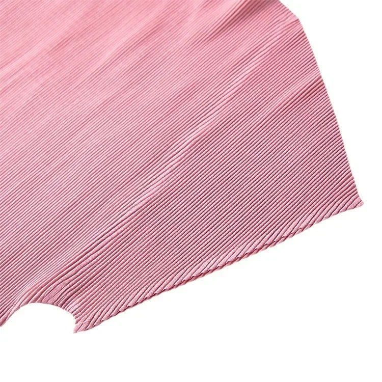 YUDX Pleated Half High Neck Profile Black T-shirts Women 2024 Summer Korean Fashion Causal Tops Designer Aesthetic Clothing