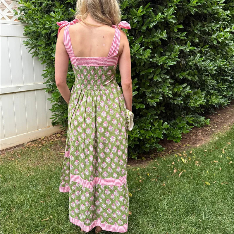 Vestido Longo Elegante com Mix de Estampas Digitais Estilo Vintage Caimento Solto e Convortável Verão 2026 - Aline