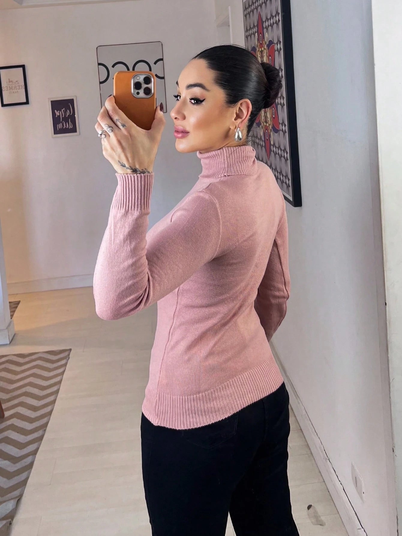 Blusa Tricot Linho Gola Alta La Basica Eastino Lindo Moda