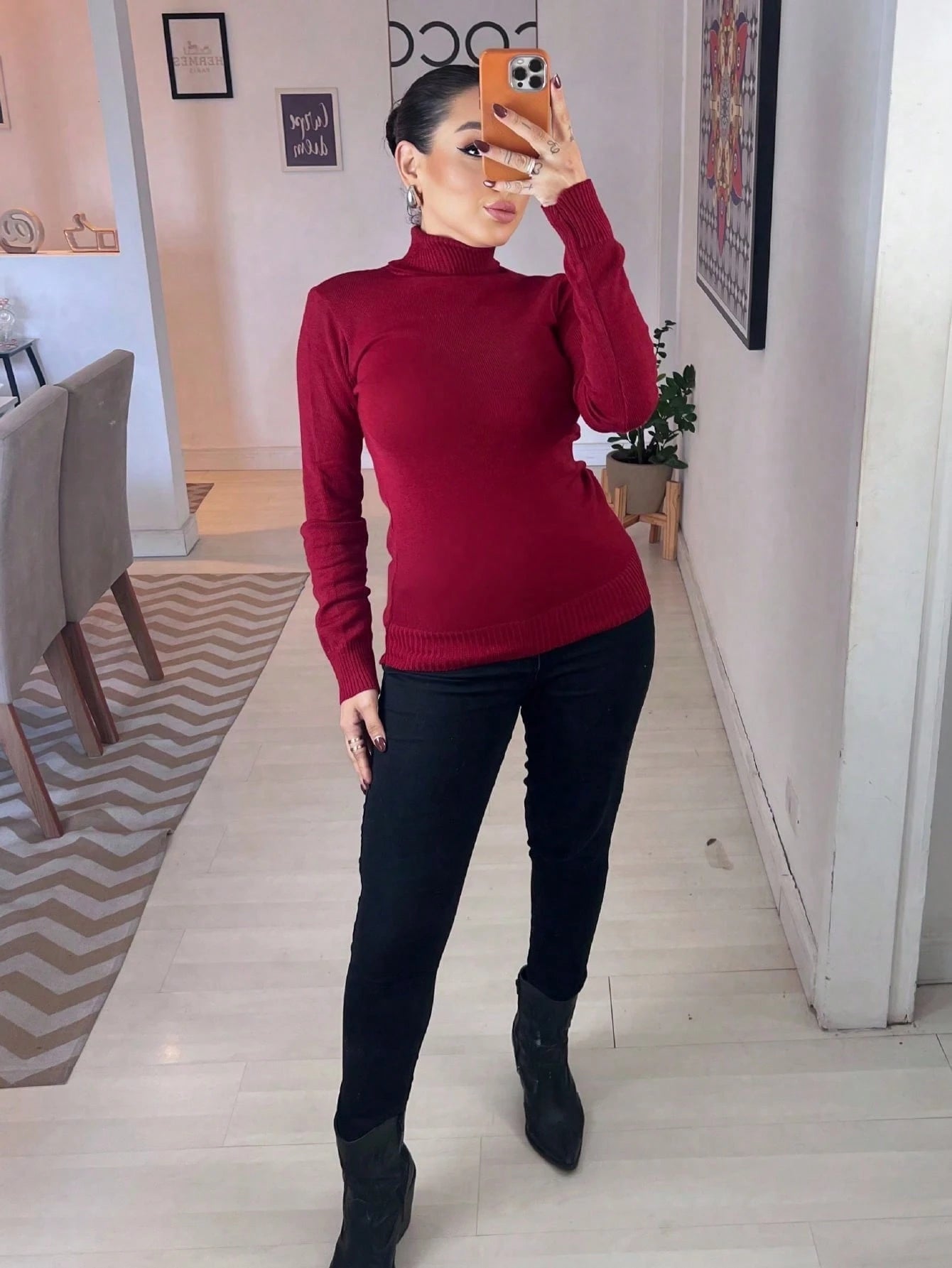 Blusa Tricot Linho Gola Alta La Basica Eastino Lindo Moda