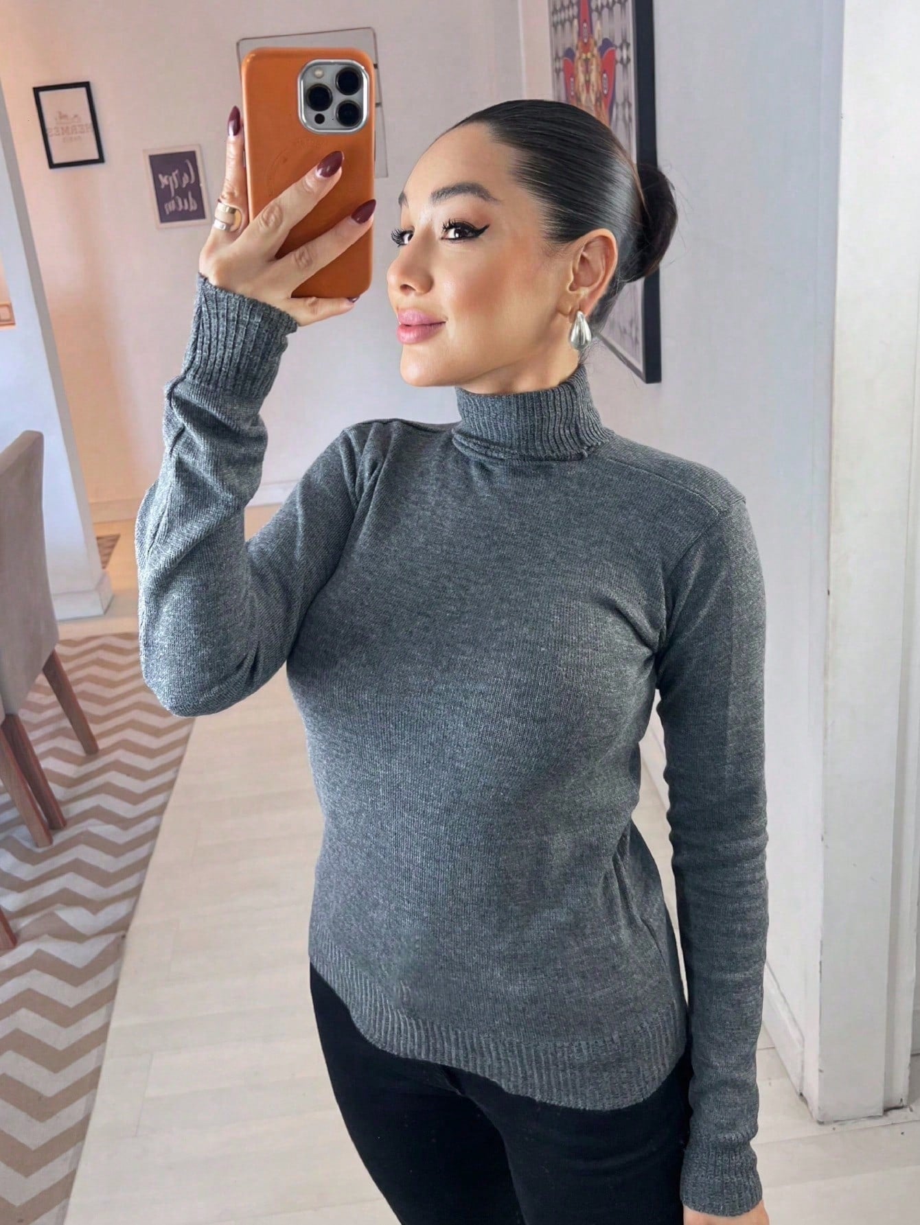 Blusa Tricot Linho Gola Alta La Basica Eastino Lindo Moda