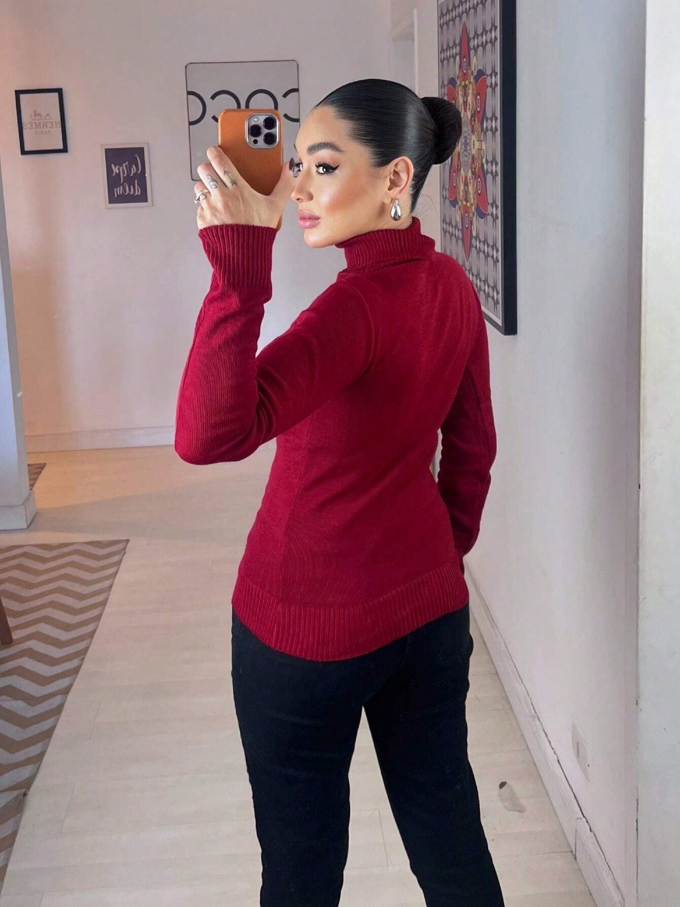 Blusa Tricot Linho Gola Alta La Basica Eastino Lindo Moda