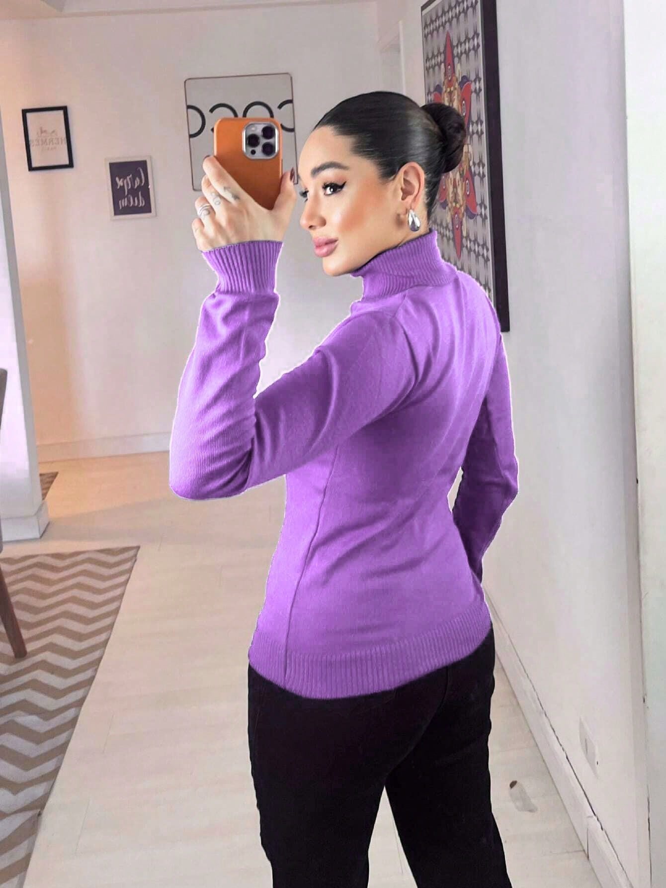 Blusa Tricot Linho Gola Alta La Basica Eastino Lindo Moda