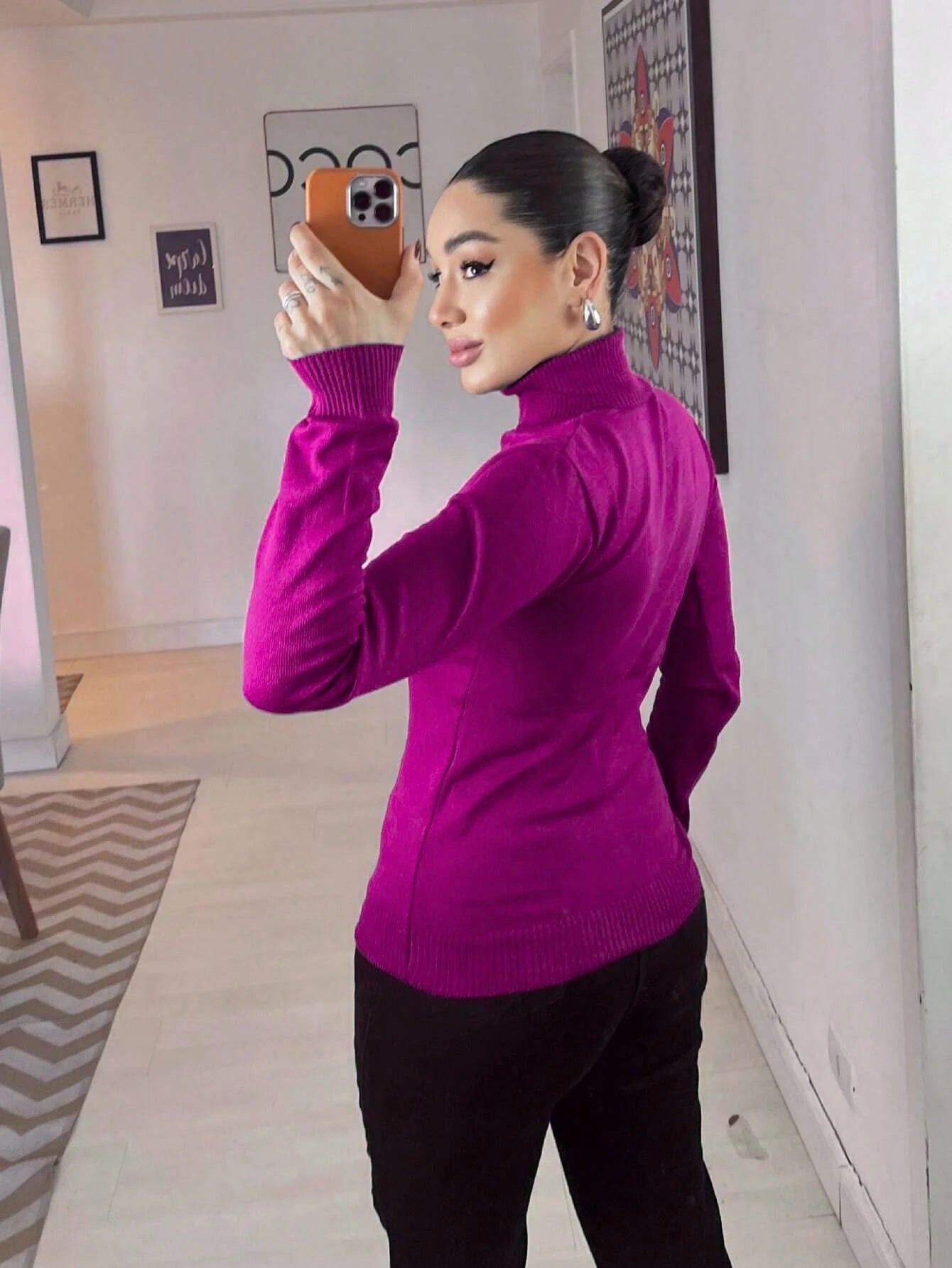 Blusa Tricot Linho Gola Alta La Basica Eastino Lindo Moda