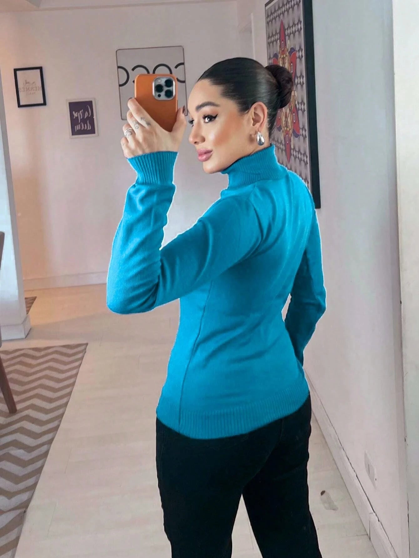 Blusa Tricot Linho Gola Alta La Basica Eastino Lindo Moda
