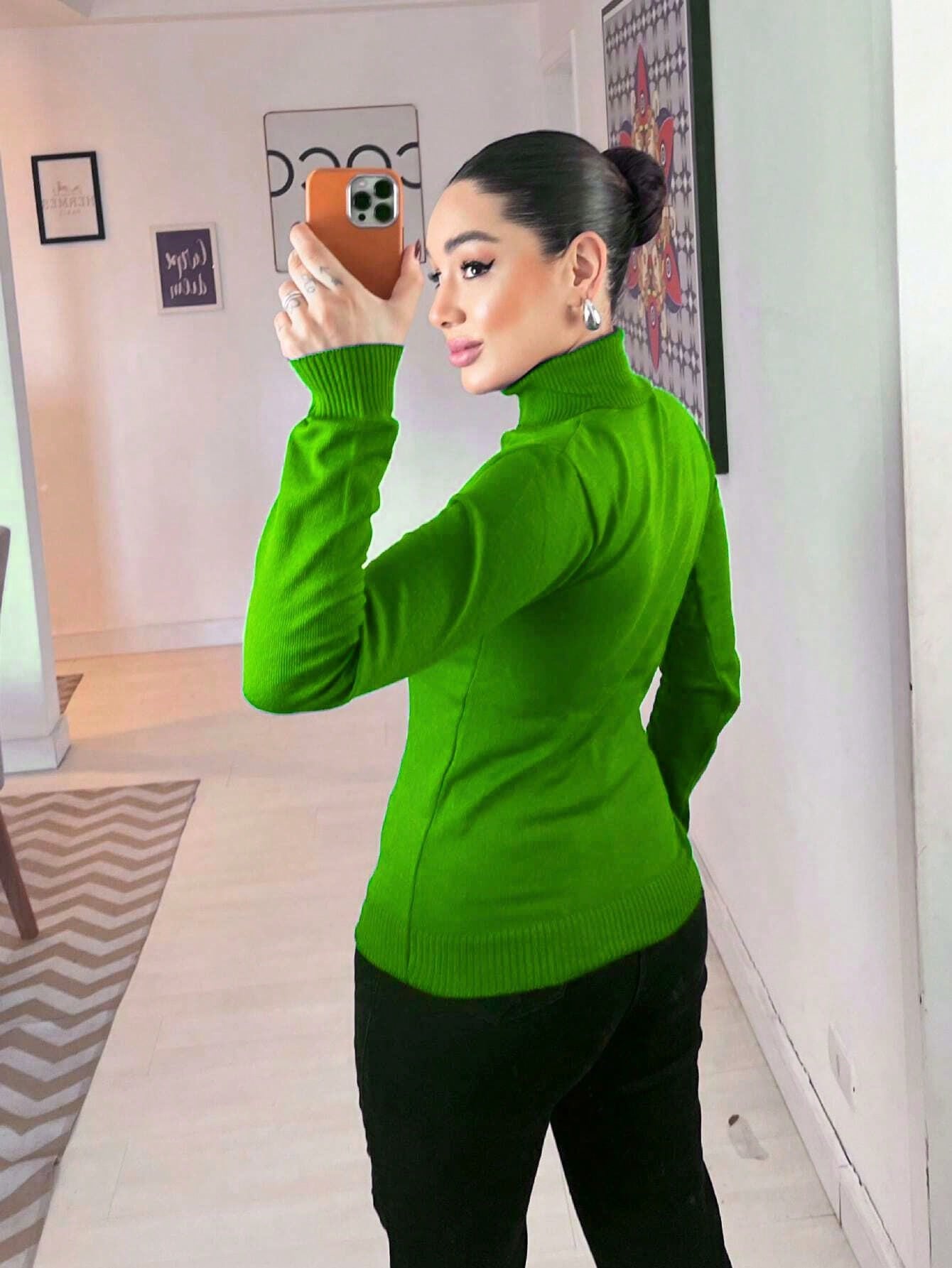 Blusa Tricot Linho Gola Alta La Basica Eastino Lindo Moda