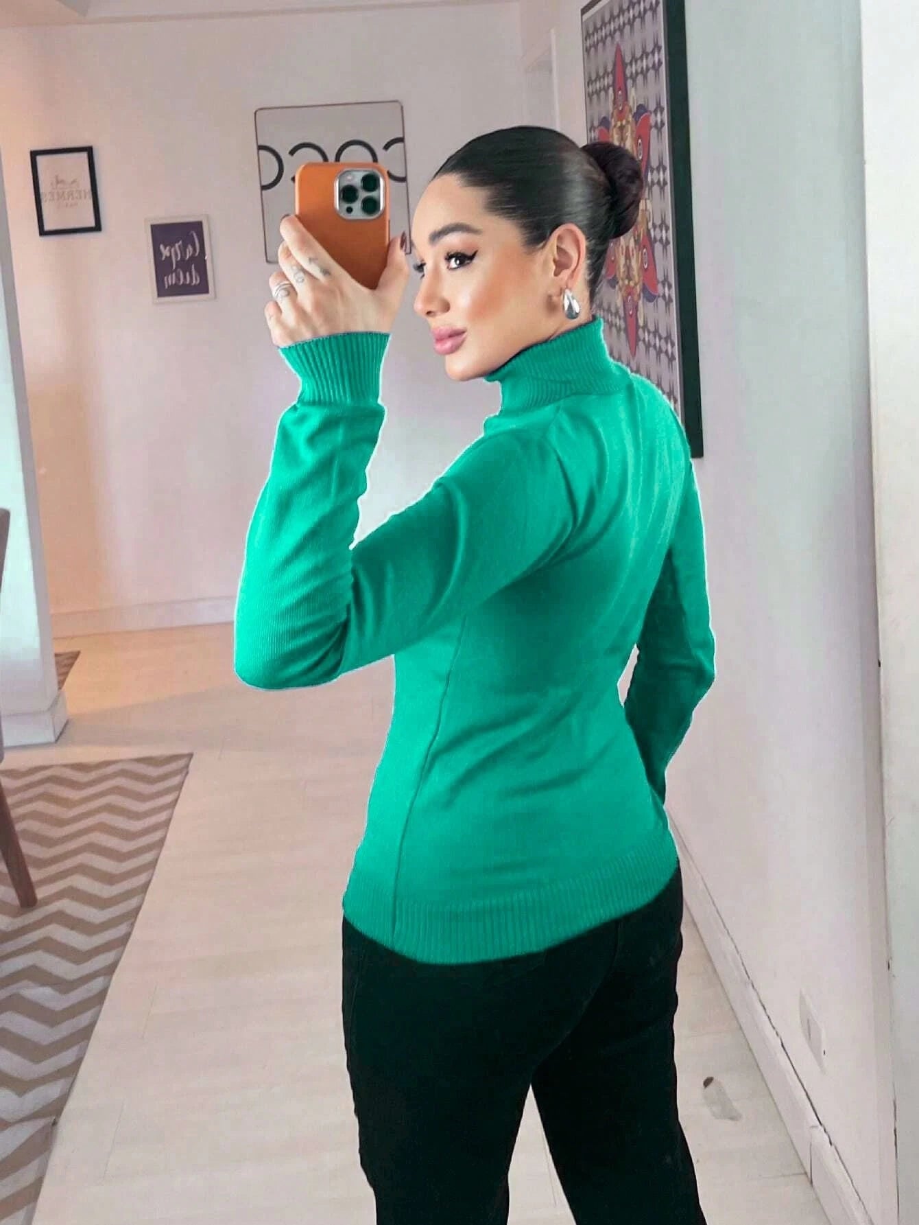 Blusa Tricot Linho Gola Alta La Basica Eastino Lindo Moda