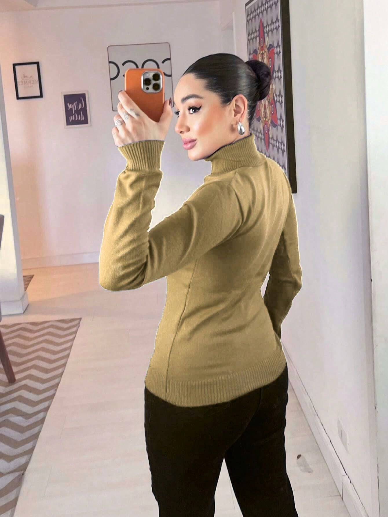 Blusa Tricot Linho Gola Alta La Basica Eastino Lindo Moda