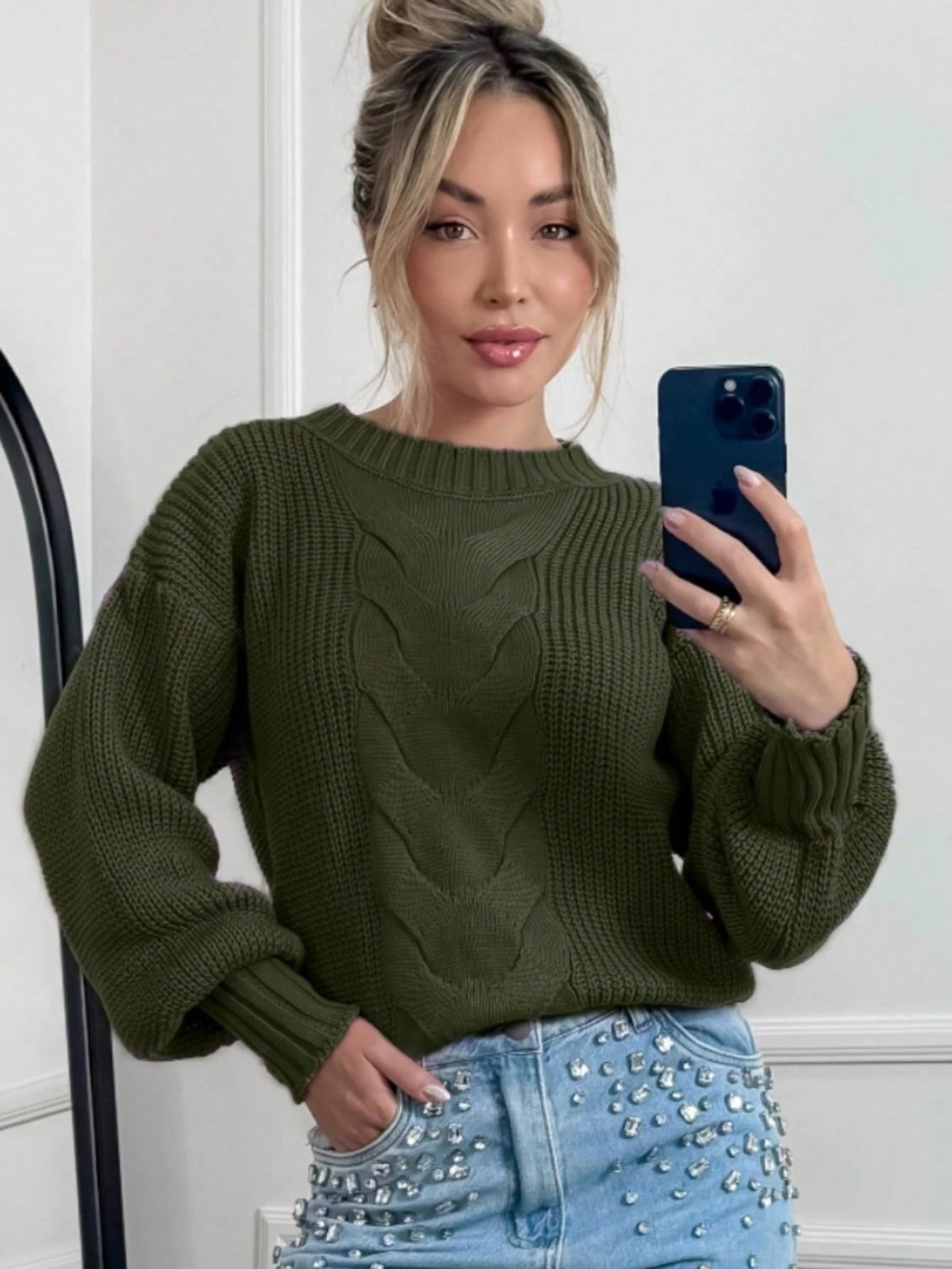 Vendedor Indicado
Blusa De Frio Suéter Trico Feminino Manga Bufante Longa Trança No Meio