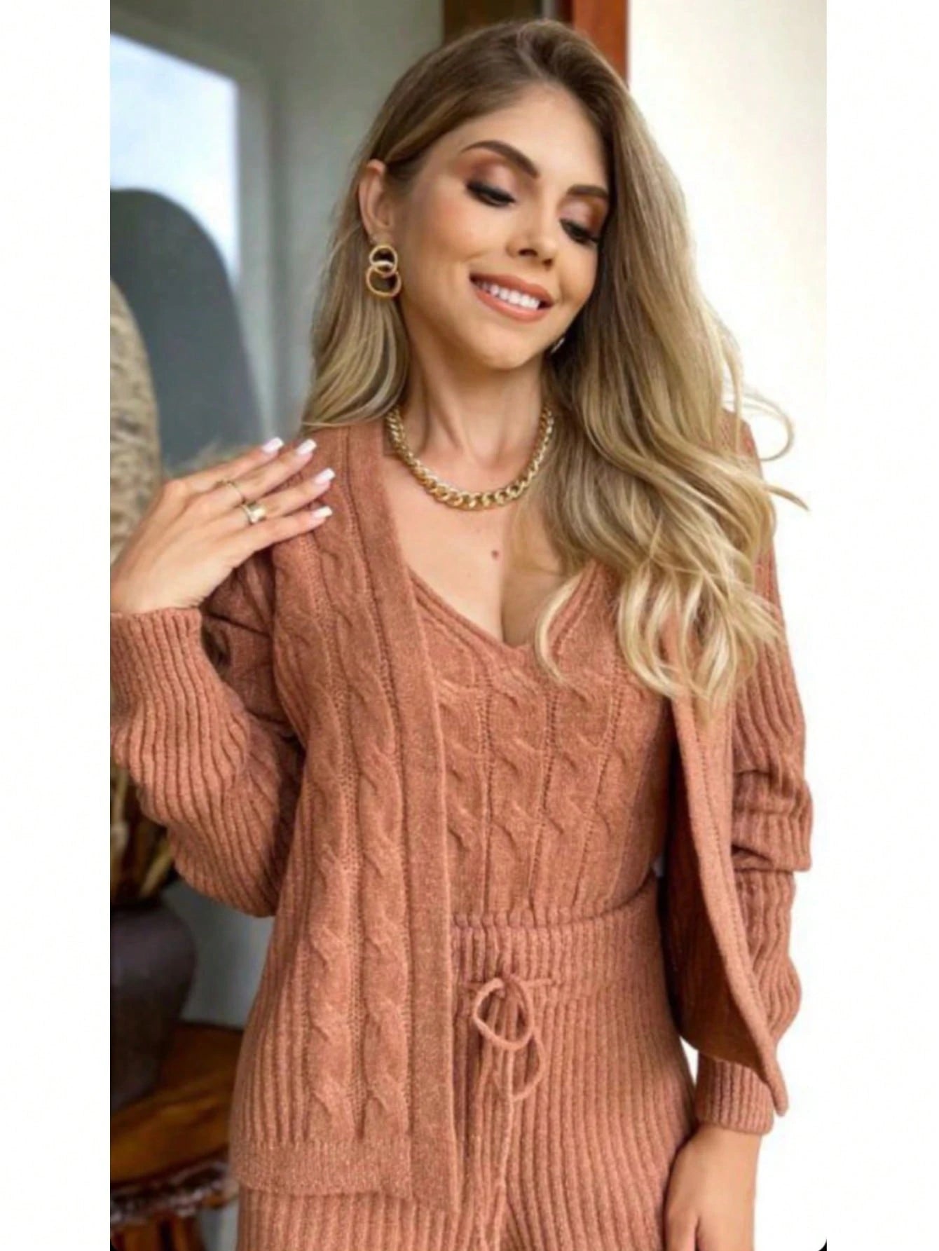 Trijunto 3 Peças Casaquinho Regata e Calça Tricot