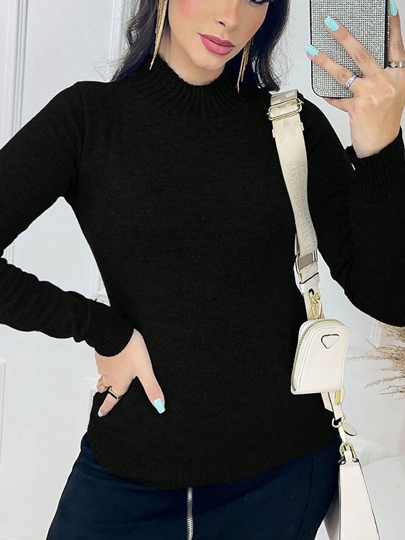 Vendedor Indicado
Simples Casual Malhado blusa linha lastano fina feminina