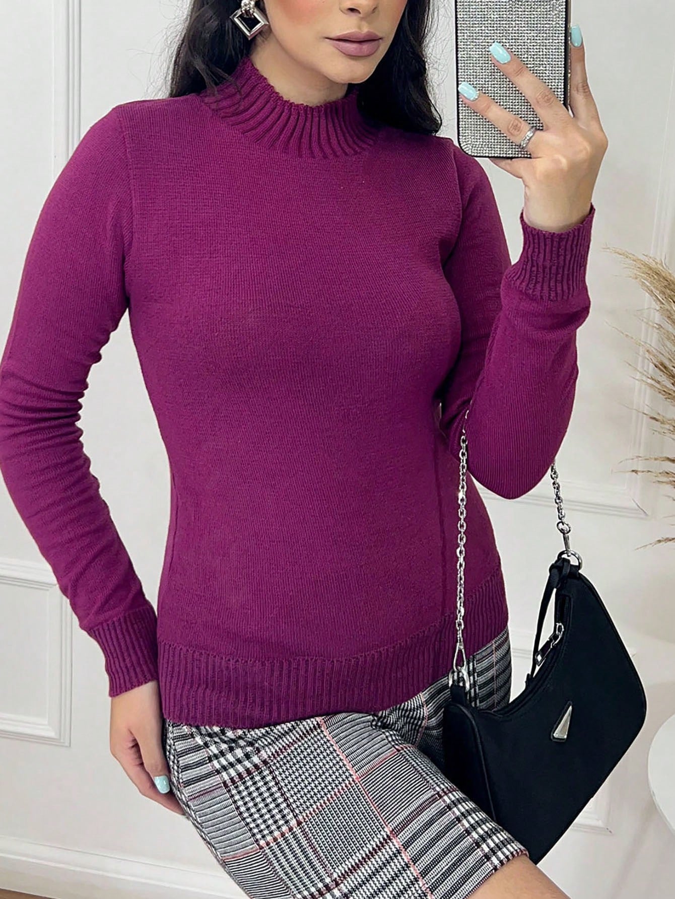 Vendedor Indicado
Simples Casual Malhado blusa linha lastano fina feminina