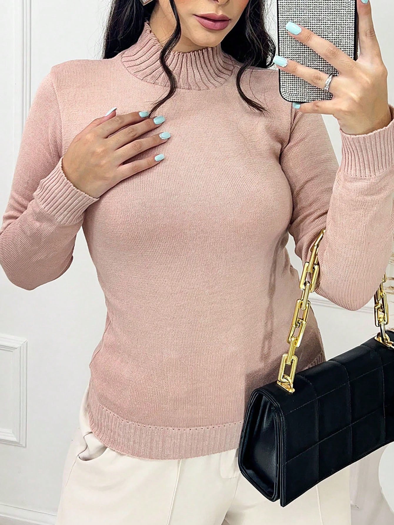 Vendedor Indicado
Simples Casual Malhado blusa linha lastano fina feminina