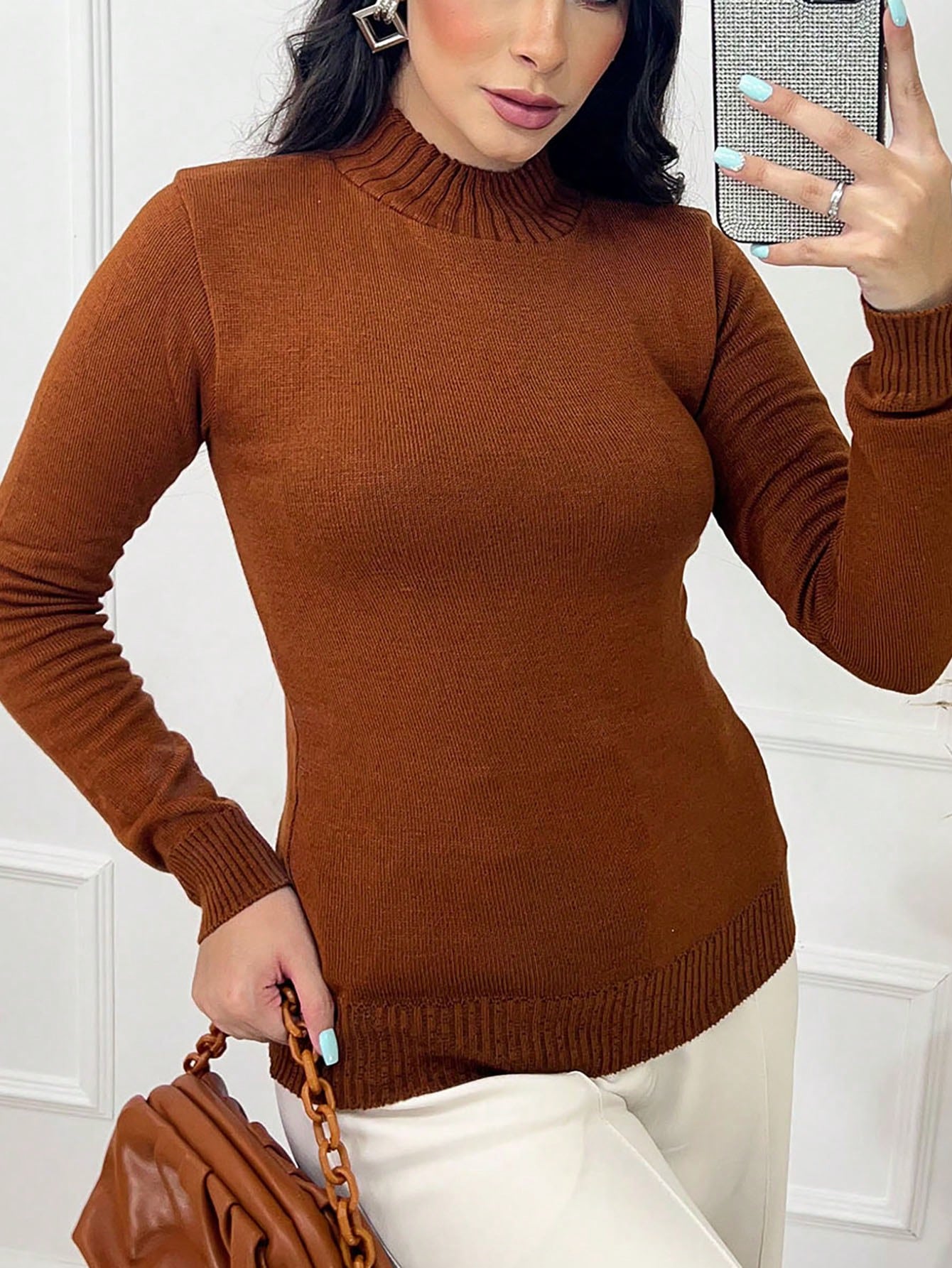 Vendedor Indicado
Simples Casual Malhado blusa linha lastano fina feminina