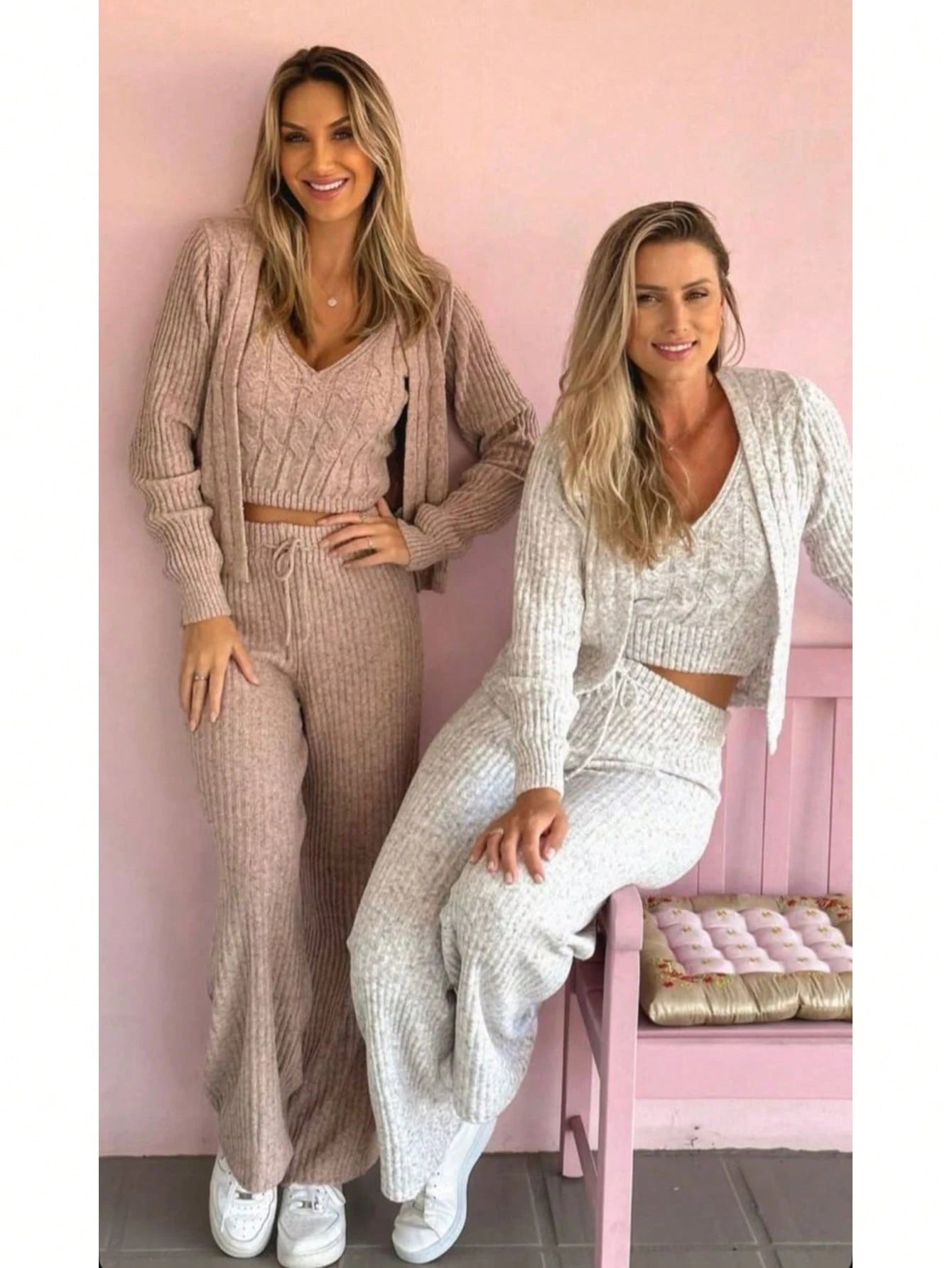 Trijunto 3 Peças Casaquinho Regata e Calça Tricot