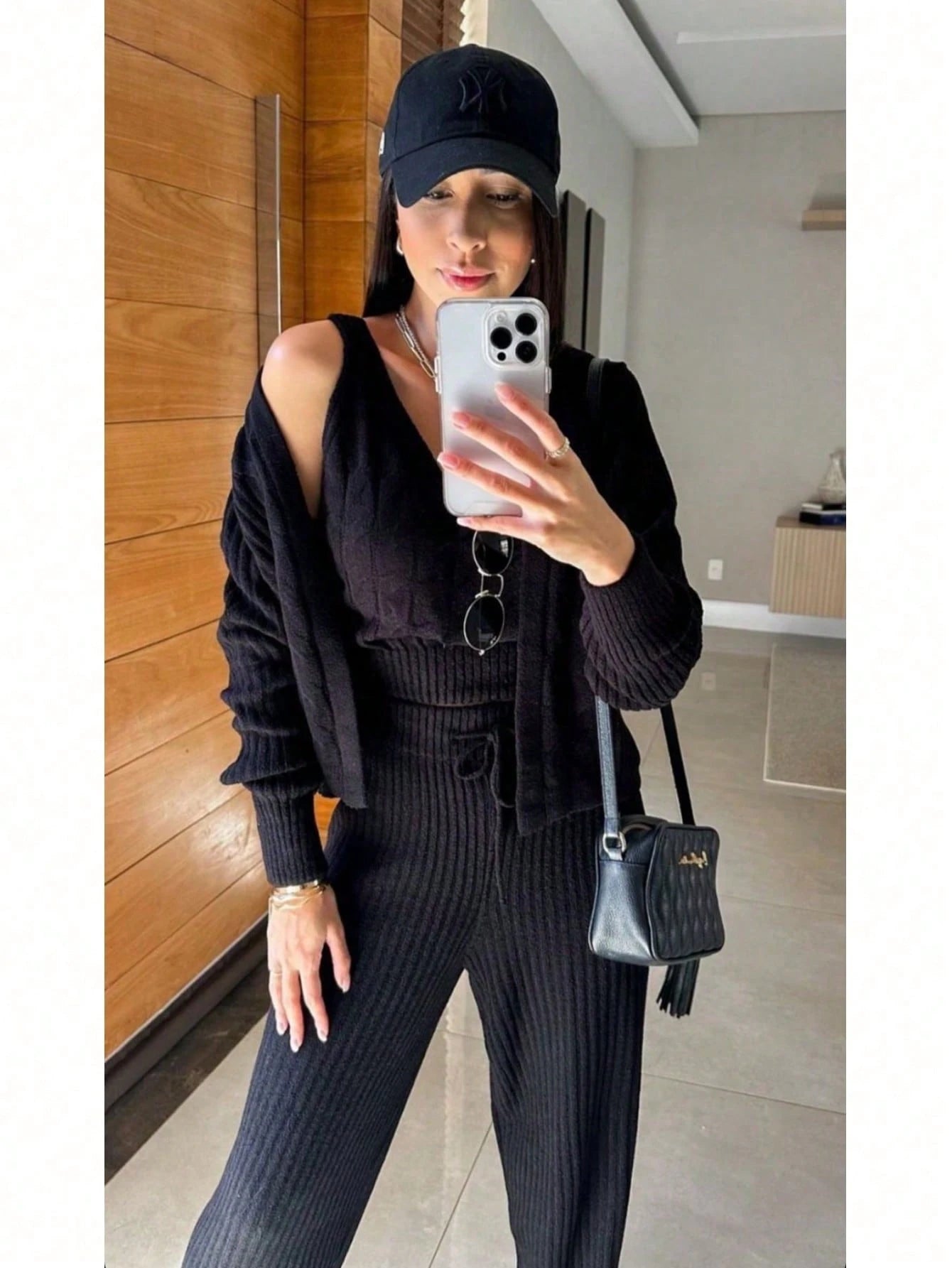 Conjunto Simples Carro Salto alto Casual Fofo Sensual elegante Boho Tricô de malha Diário