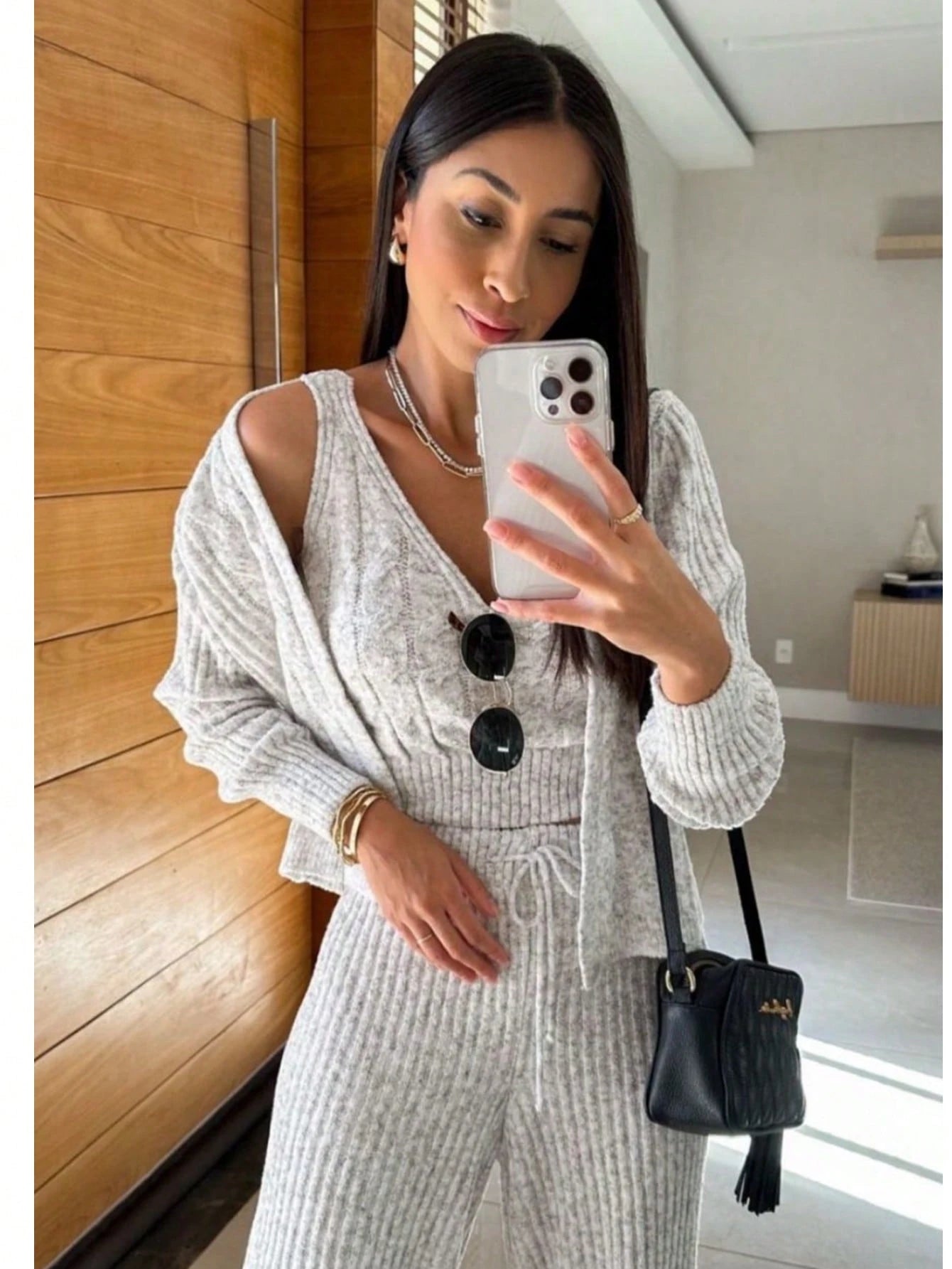Conjunto Simples Carro Salto alto Casual Fofo Sensual elegante Boho Tricô de malha Diário