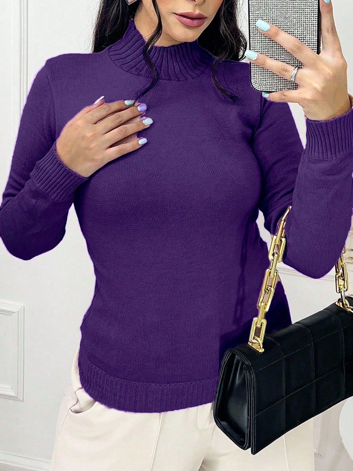 Vendedor Indicado
Simples Casual Malhado blusa linha lastano fina feminina