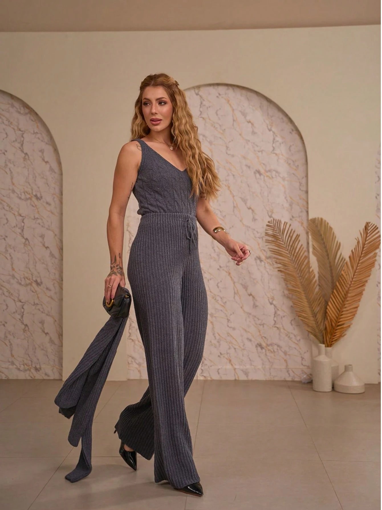 Trijunto 3 Peças Casaquinho Regata e Calça Tricot