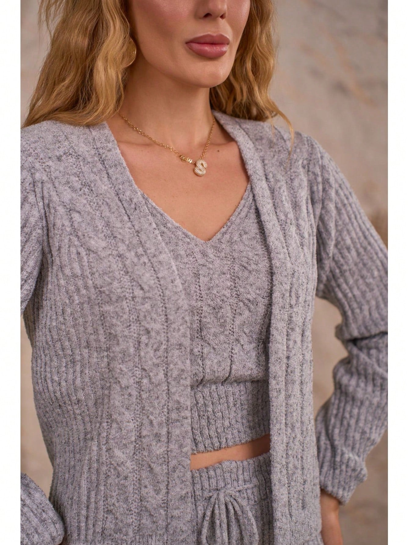 Trijunto 3 Peças Casaquinho Regata e Calça Tricot