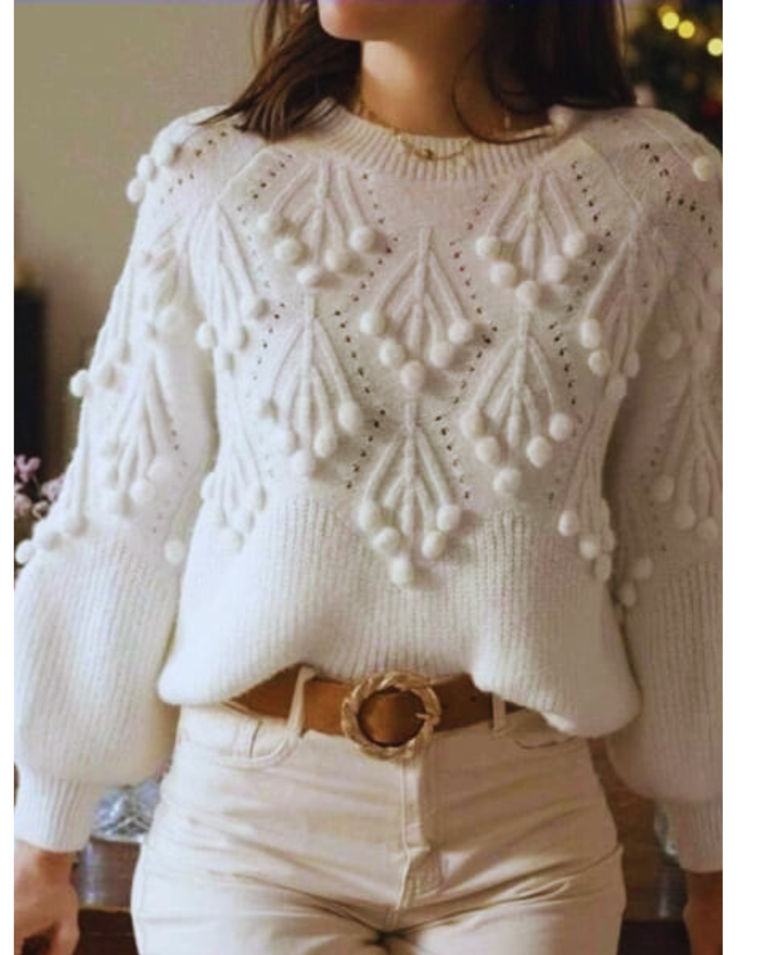 Suéter Feminino Tricot Coleção Inverno Malha Quente Desenhada Textura - Alice