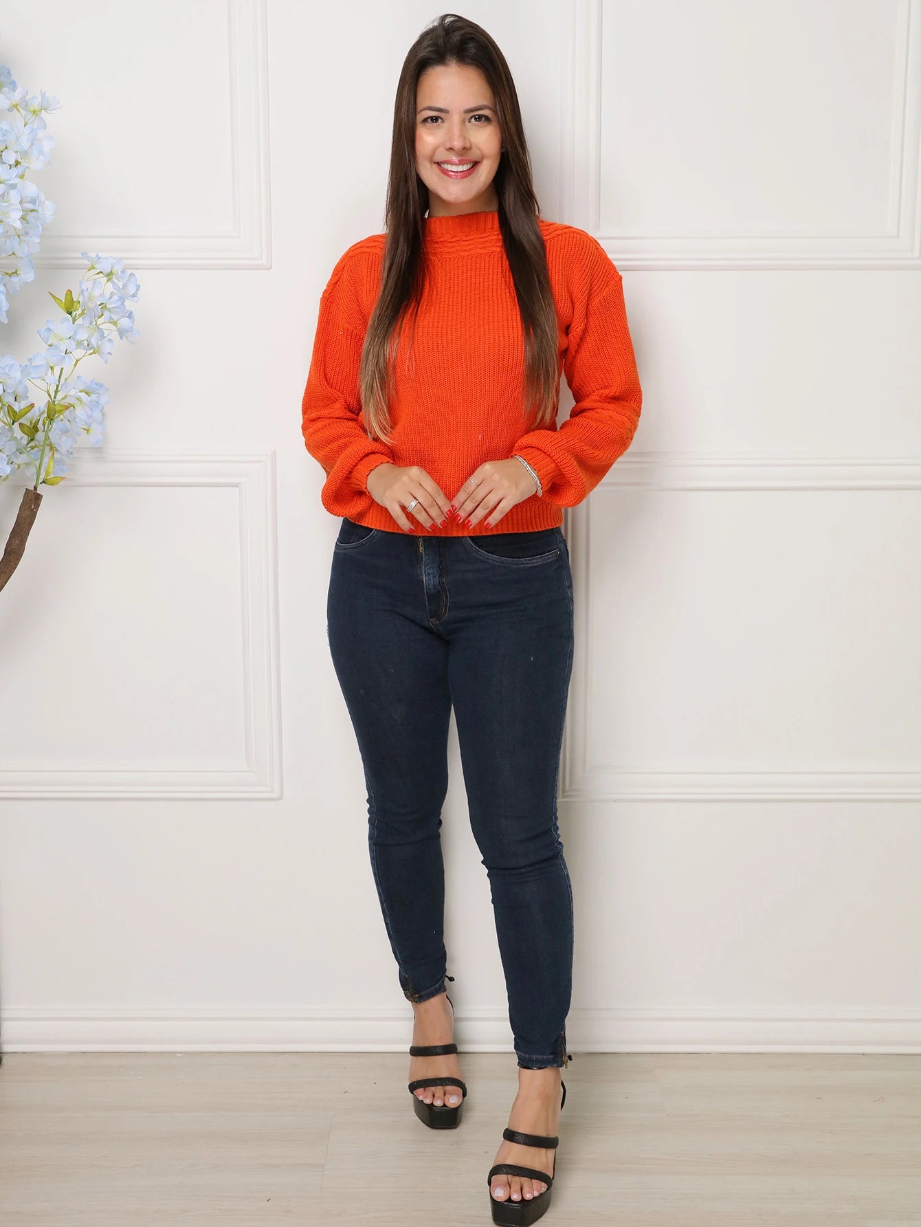 Vendedor Indicado
steve store moda feminina trico blusa manga longa com tranca moda outono e inverno