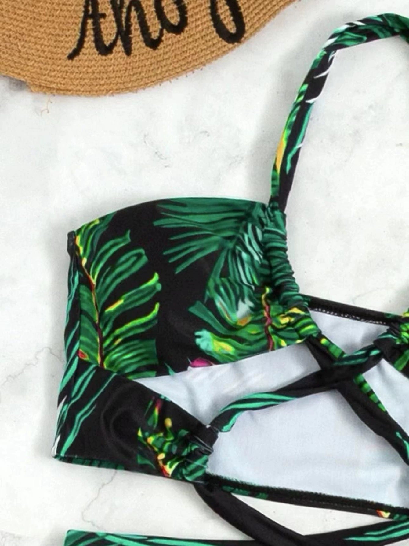 Saida de Praia  Longa e Bikini Conjunto Feminino de 3 Peças com Estampa Digita- Monica