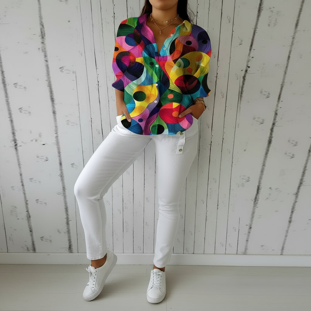 Camisa Feminina Estampa Digitais  Estilo Casual Fashion Tamanho P ao 5XG Plus Size Coleção Primavera - Verão 2026 - Eduarda