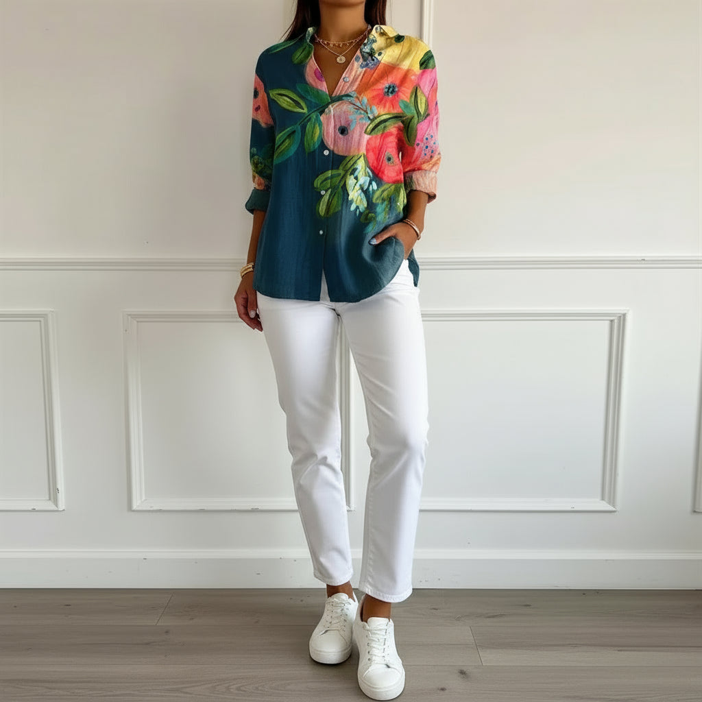 Camisa Feminina Estampa Digitais  Estilo Casual Fashion Tamanho P ao 5XG Plus Size Coleção Primavera - Verão 2026 - Eduarda