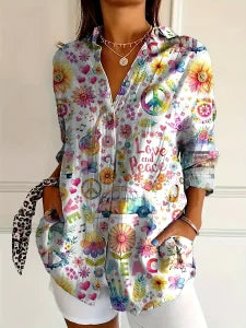 Blusa Camisão Feminino Plus Size Estampa Digital Coleção Primavera - Verão 2026 - Luzia