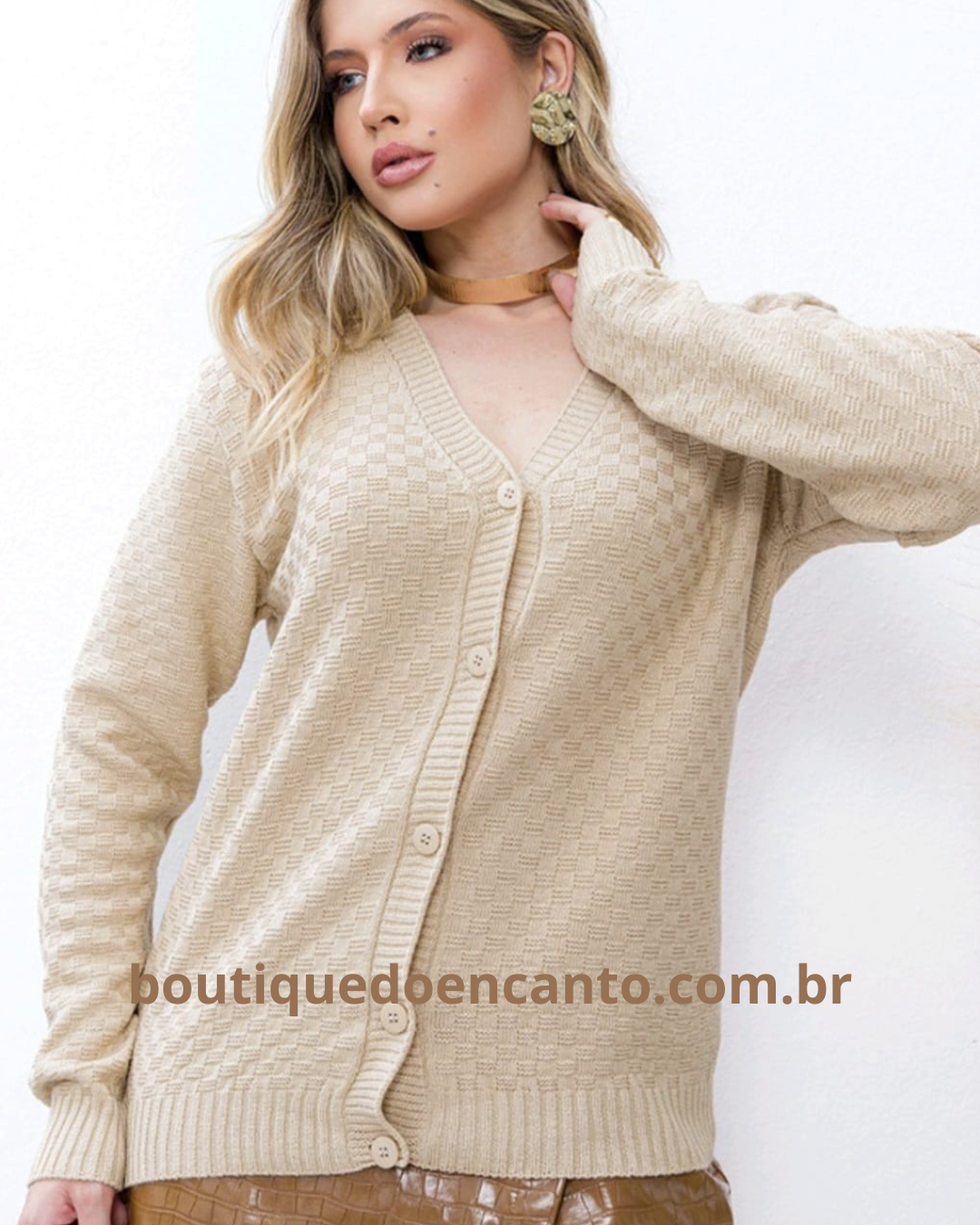 Blusa Cardigam Feminina Tricot Malha Modal Moda Inverno Casaco - Lilian
