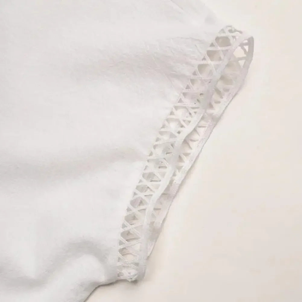 Blusa Feminina Algodão e Linho Estilo Casual Elegante Detalhes Bordados Vazados Coleção Primavera - Verão 2026 - Paty 