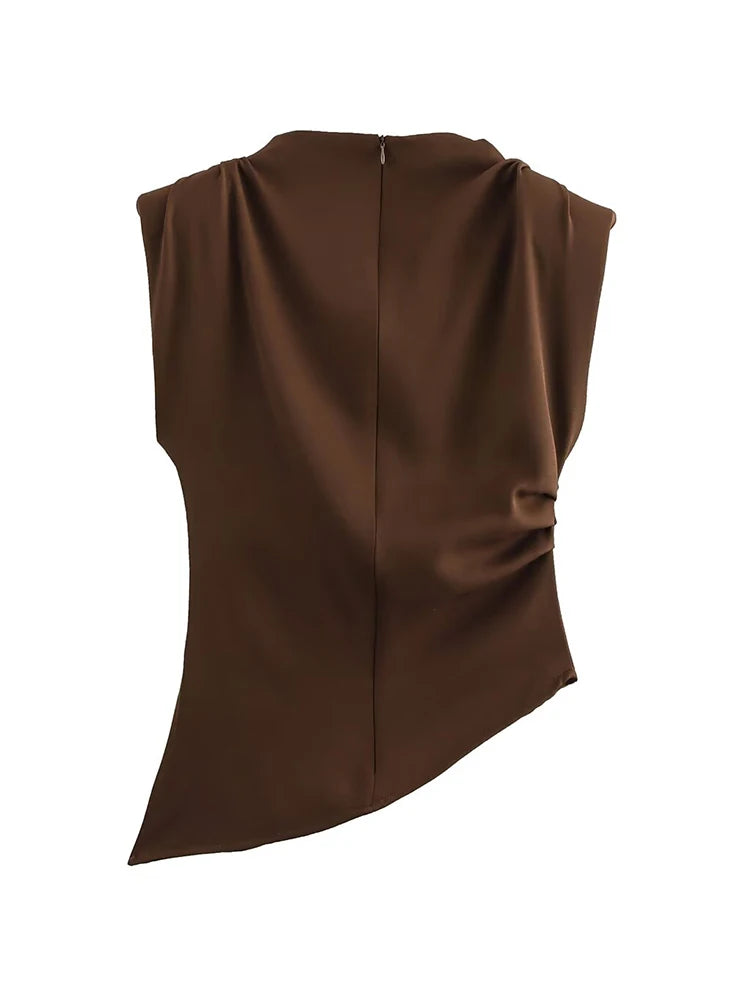 Blusa Feminina Assimétrica Regata Elegante Gola Alta - Alex