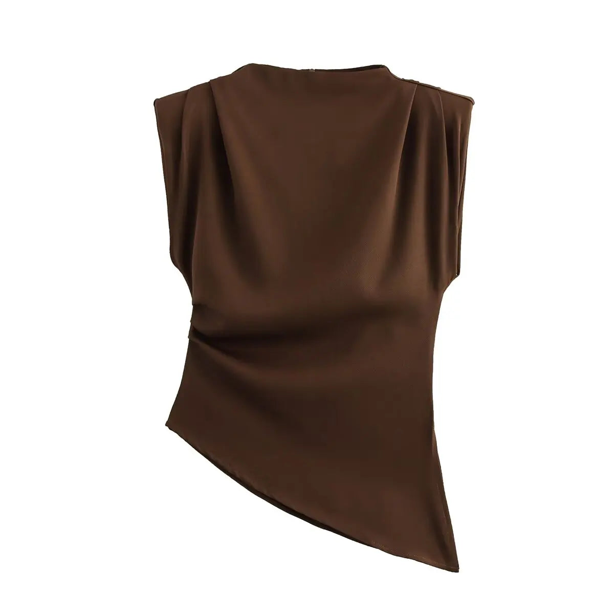 Blusa Feminina Assimétrica Regata Elegante Gola Alta - Alex