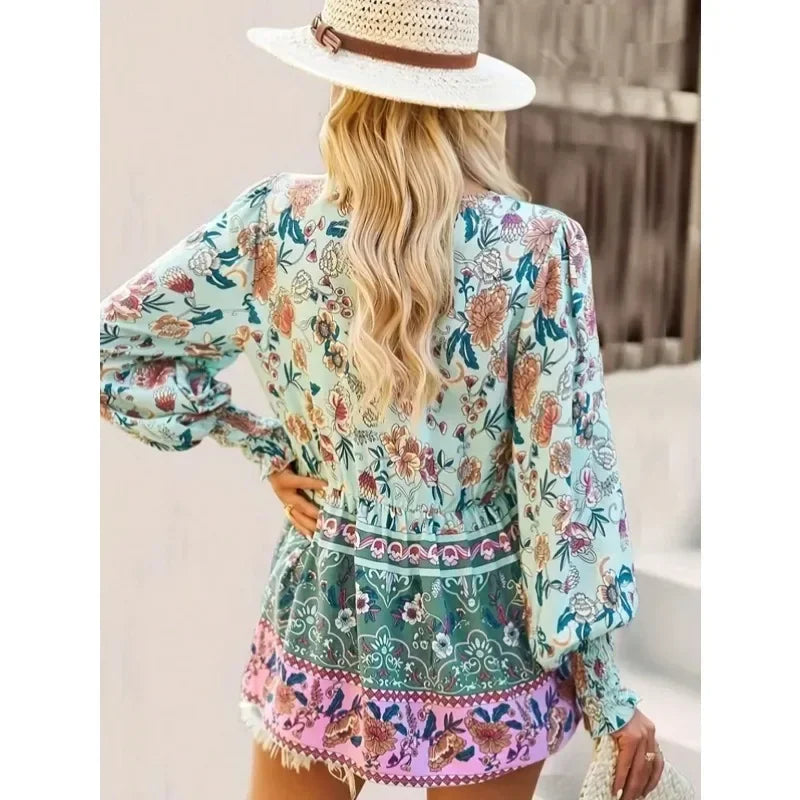 Blusa Feminina Estampa Digital Estilo Casual Boho Tamanhos Plus Size Coleção Primavera - Verão 2026 - Sandy
